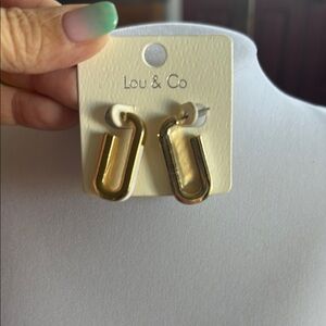 Lou & Co Gold and White Fashion Earrings